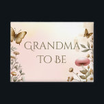 Cottage Core Mushrooms and Flowers | Grandma<br><div class="desc">A pretty pink and gold cottage core flowers,  butterflies and mushrooms  Grandma to be baby shower button.</div>