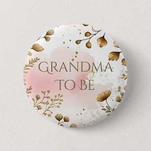 Cottage Core Mushrooms and Flowers   Grandma To Be 2 Inch Round Button