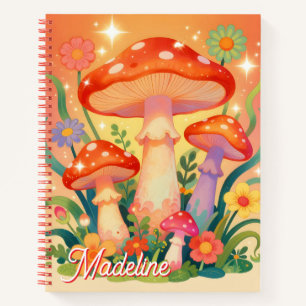 Cottage Core Mushrooms and Flowers Personalized Notebook