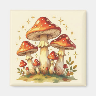 Cottage Core Vintage Mushrooms Magnet