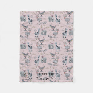 Cottage Core Whimsical Animal Fleece Blanket