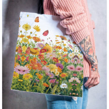 Cottage core wild flowers and butterflies trad