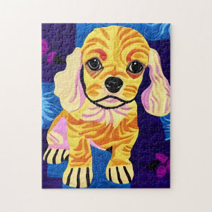 Cottage Country Quilts - Cocker Spaniel Puppy Jigsaw Puzzle