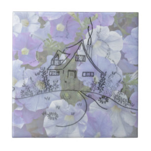 Cottage Embroidery & Petunias Tile