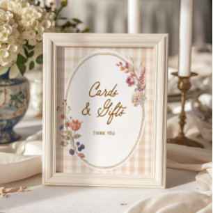 Cottage Fall in Love Gingham Cards & Gifts Poster