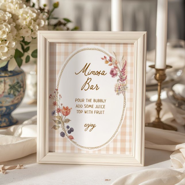 Cottage Fall in Love Gingham Mimosa Bar Poster (Creator Uploaded)