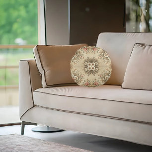 Cottage Floral Traditions Round Pillow