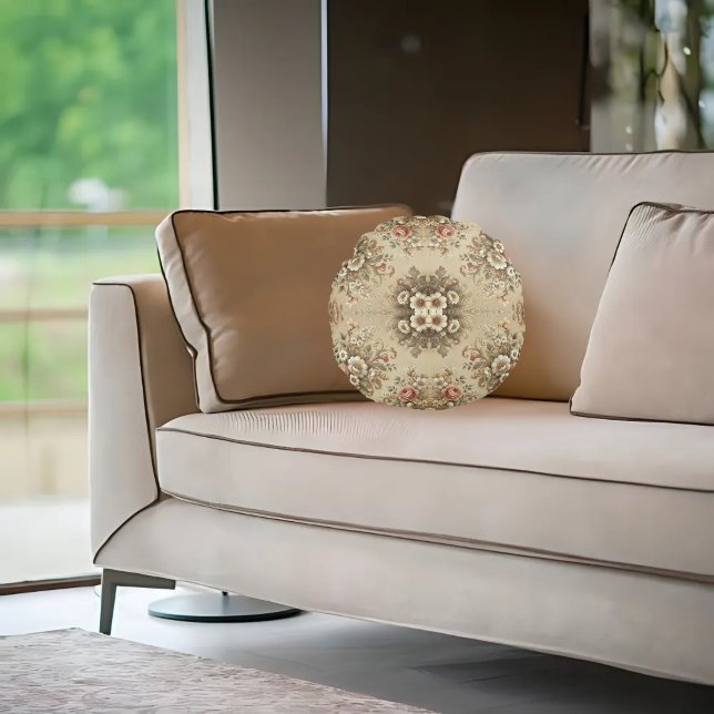 Cottage Floral Traditions Round Pillow (Creator Uploaded)