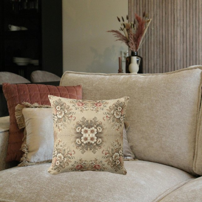 Cottage Floral Traditions Throw Pillow (Creator Uploaded)