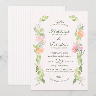 Cottage Floral Watercolor Wildflower Wedding Invitation