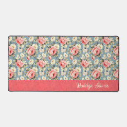 Cottage Florals Personalized School & Office Desk Mat