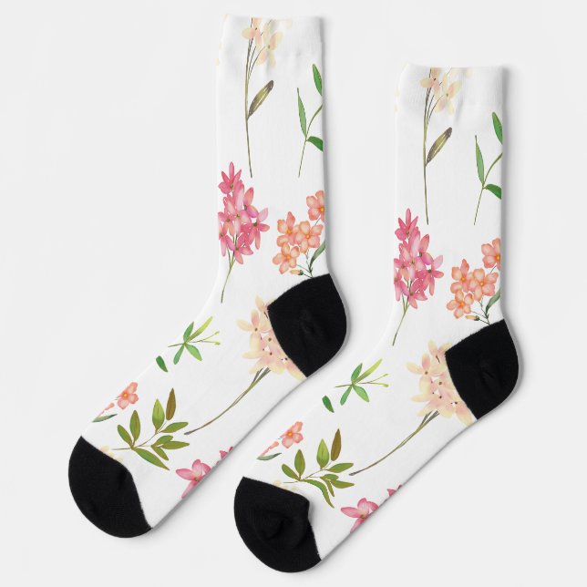 Cottage flowers traditional cosy pattern socks (Left)