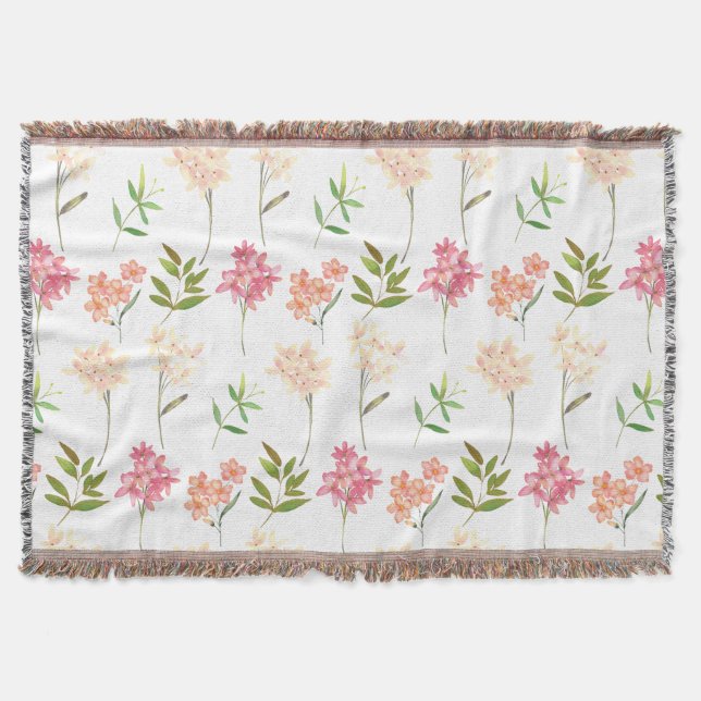 Cottage flowers traditional cosy pattern throw blanket (Front)