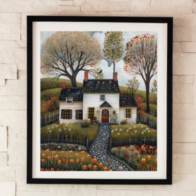 Cottage Folk Art Huile Peinture Poster (Créateur téléchargé)