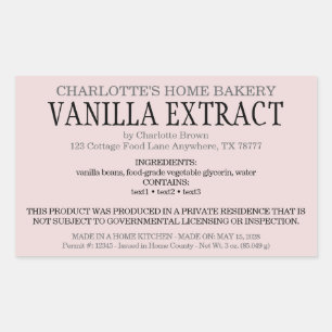 Cottage Food Homemade Vanilla Extract Sticker