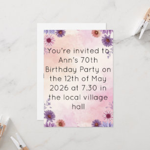Cottage Garden 70th Birthday Floral Tea Party Card