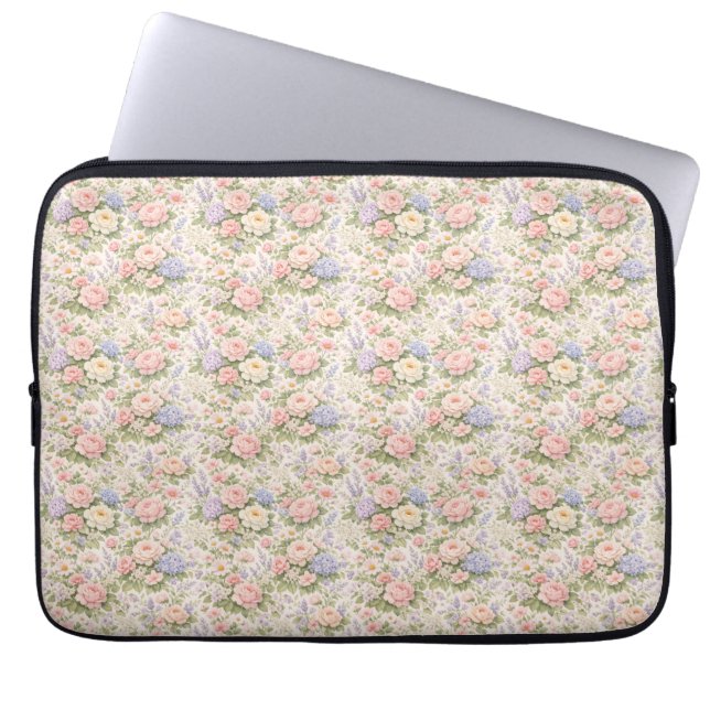 Cottage Garden Floral Pattern Laptop Sleeve (Front)