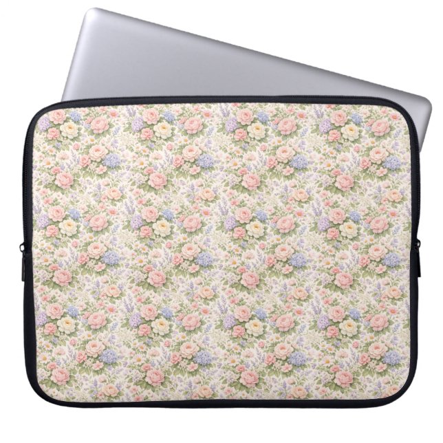 Cottage Garden Floral Pattern Laptop Sleeve (Front)