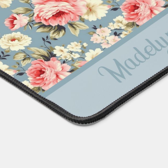 Cottage Garden Flowers Blue Monogram Name (Coin)