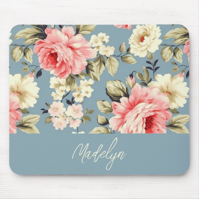 Cottage Garden Flowers Pattern Personalized Mouse Pad (Front)