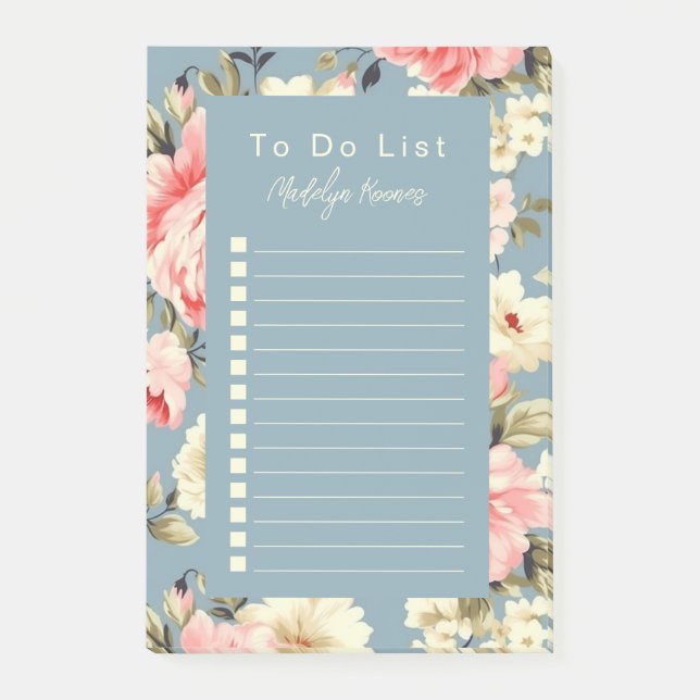 Cottage Garden Flowers Pattern Personalized Post-it Notes (Front)