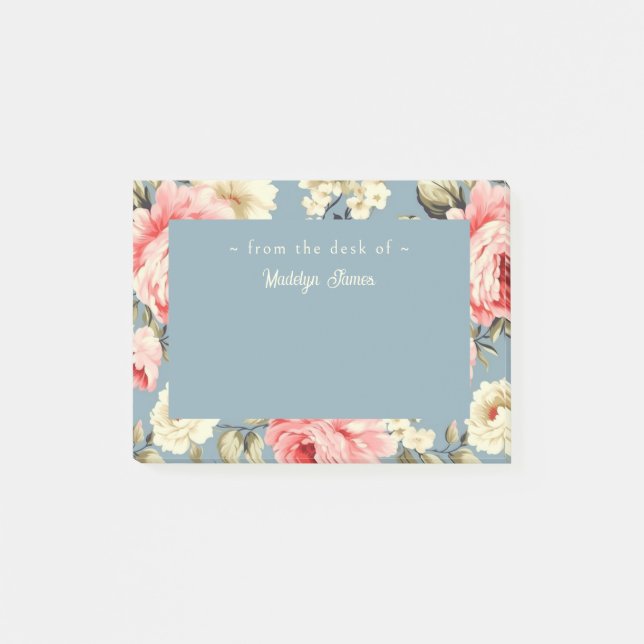 Cottage Garden Flowers Pattern Personalized Post-it Notes (Front)