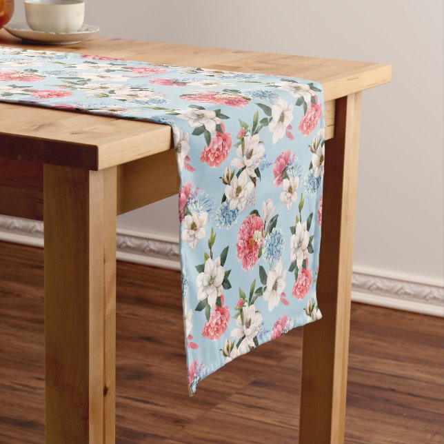 Cottage Garden Flowers Short Table Runner (In Situ)