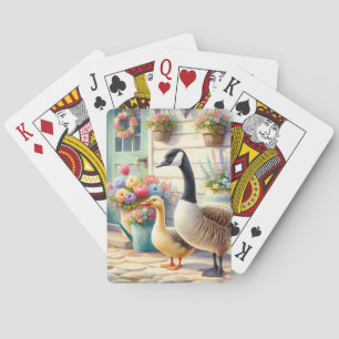 Cottage Garden Geese Spring Illustration Playing Cards