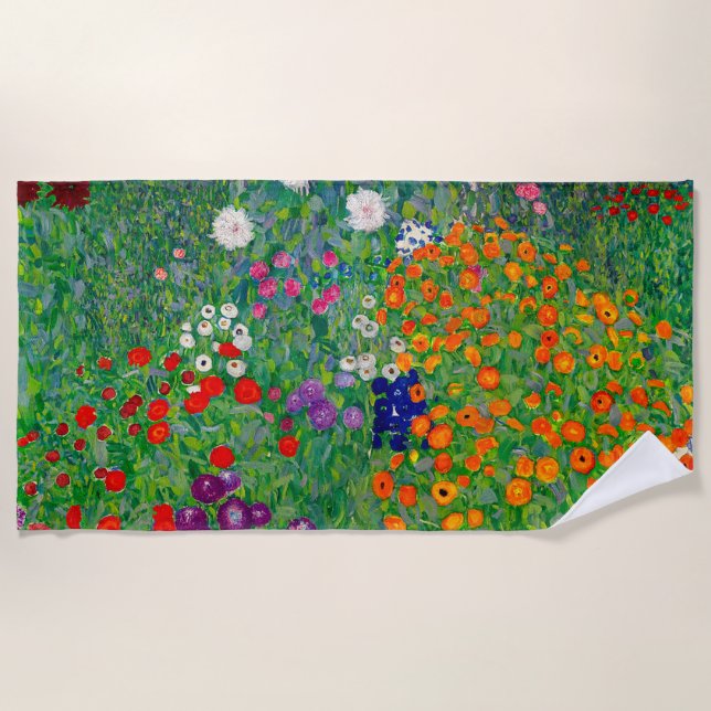 Cottage Garden Gustav Klimt Beach Towel (Front)
