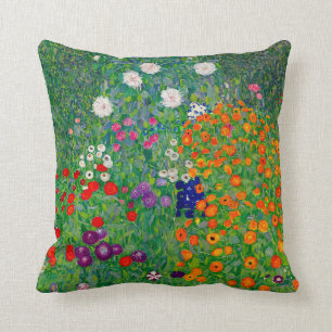 Cottage Garden Gustav Klimt Throw Pillow