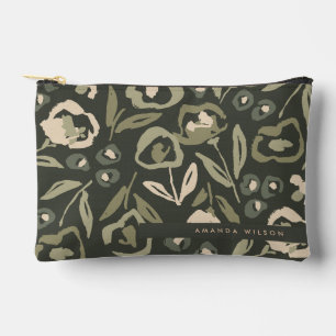 Cottage Garden Hand-Drawn Bold Inky Floral Pattern Accessory Pouch