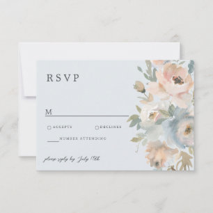 Cottage Garden Pastel Blue Peach Coral RSVP Card