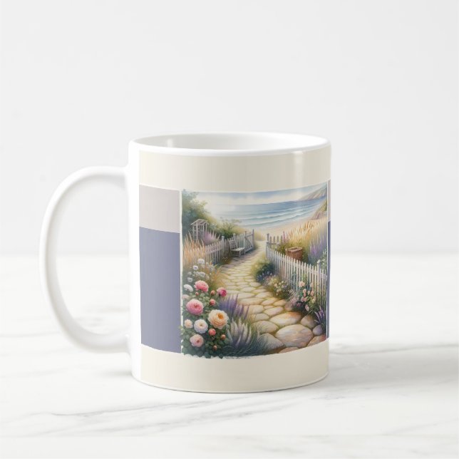 Cottage Garden Path to the Sea Coffee Mug (Left)