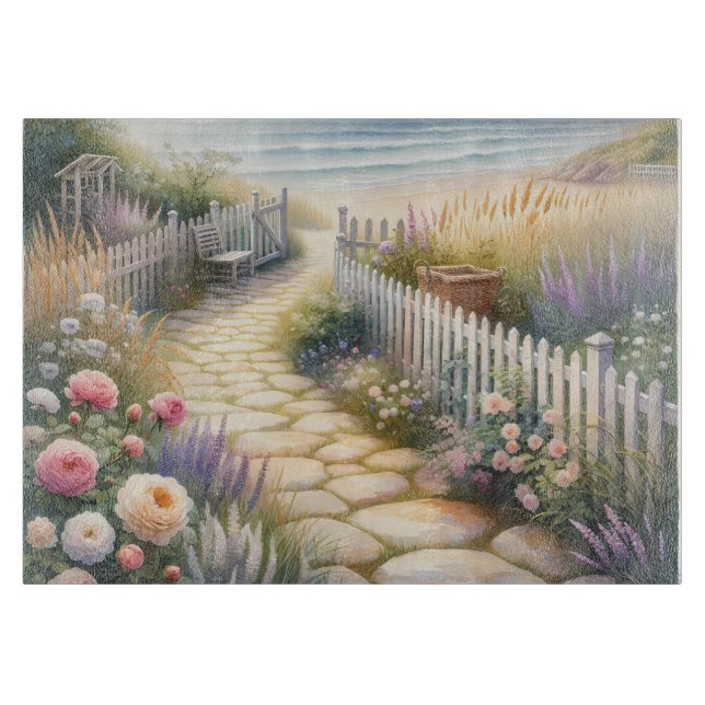 Cottage Garden Path to the Sea Cutting Board (Front)