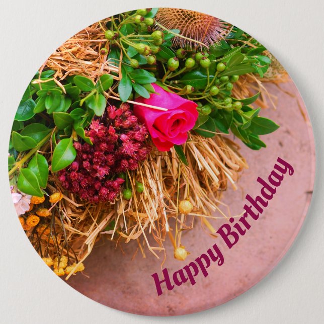 Cottage garden, Rosalinde Personalized 6 Inch Round Button (Front)