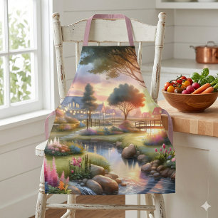 Cottage Garden Stream at Sunset Apron