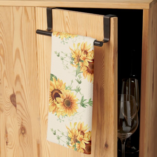 Cottage Garden Sunflowers Kitchen Towel (Thirds Fold)