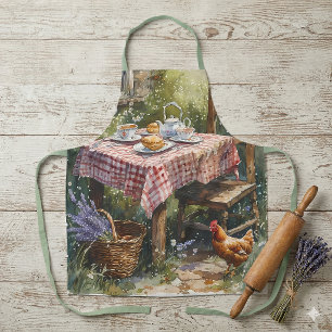 Cottage Garden Tea Morning Watercolor Apron