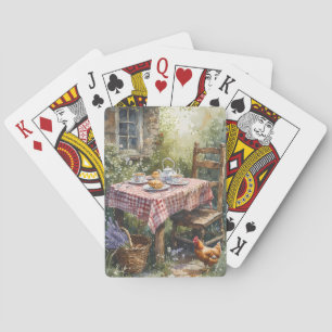Cottage Garden Tea Morning Watercolor Playing Cards