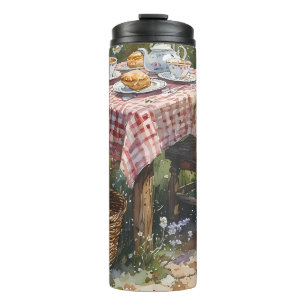 Cottage Garden Tea Morning Watercolor Thermal Tumbler