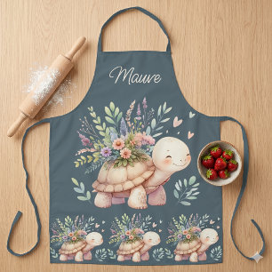 Cottage Garden Turtle Watercolor Apron