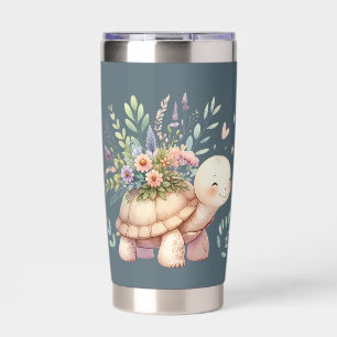 Cottage Garden Turtle Watercolor Insulated Tumbler