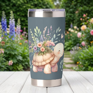 Cottage Garden Turtle Watercolor Insulated Tumbler