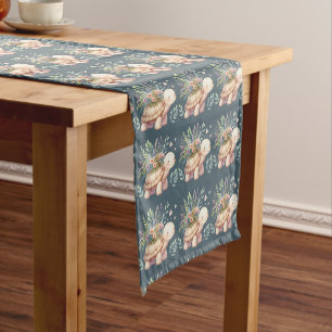 Cottage Garden Turtle Watercolor Short Table Runner