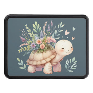 Cottage Garden Turtle Watercolor Trailer Hitch Cover