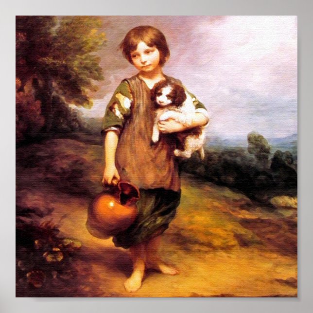 Cottage Girl with Dog and Pitcher Poster (Front)