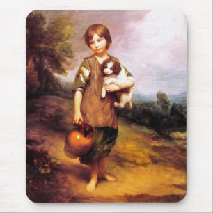 Cottage Girl with Dog Mouse Pad