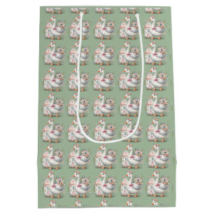 Cottage Goose Floral House Scene Medium Gift Bag