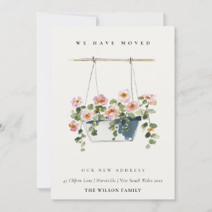 Cottage Hanging Floral Basket We have Moved Card