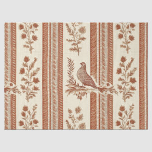 Cottage Hen Toile Terracotta Floral Pattern Tissue Paper